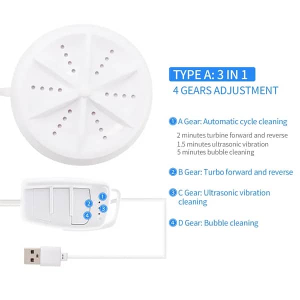 Mini Machine à Laver Portable 2 en 1, Laveuse à Ultrasons avec Câble USB - Electroménager - صورة 10