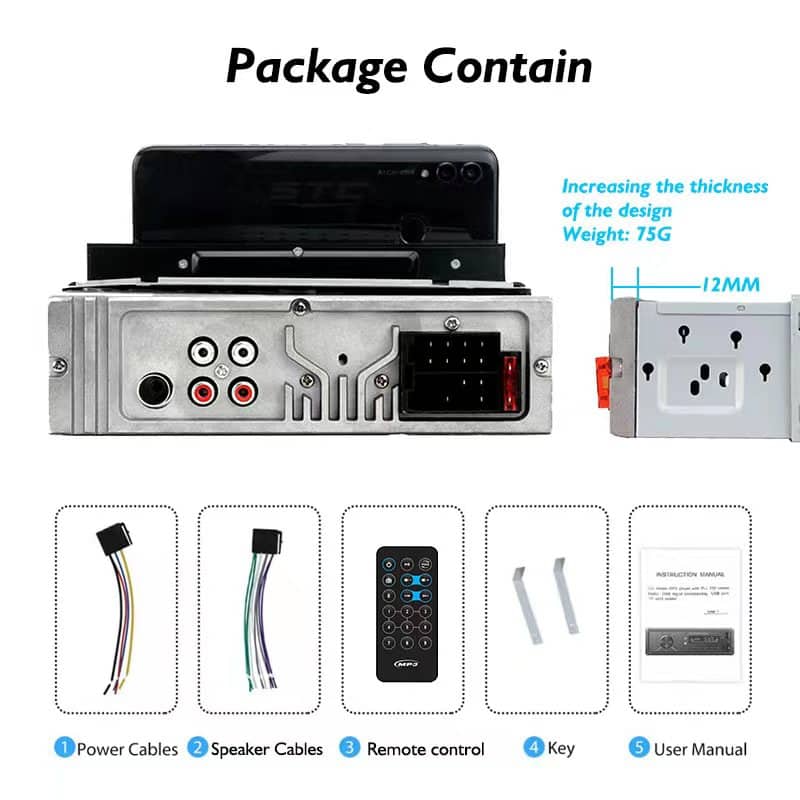 Poste radio BT In-dash 1 Din Fm Aux-in Récepteur SD USB avec support de téléphone - Accessoires Auto/Moto - صورة 5