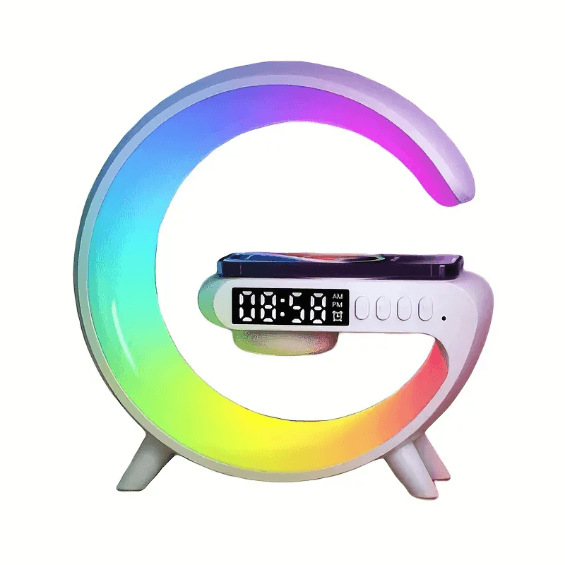 Réveil intelligente type G Bluetooth chargement sans fil haut-parleur RGB lumineuses G63-Blanc - Électronique - صورة 6