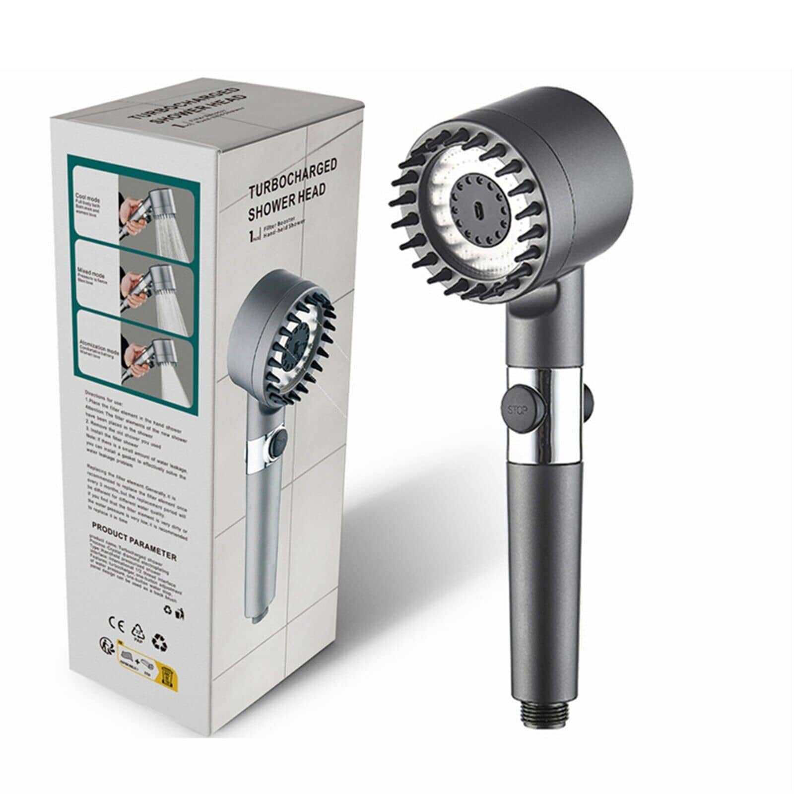 Pommeau de douche haute pression réglable avec filtre, 3 modes, économie d'eau - Maison - صورة 2