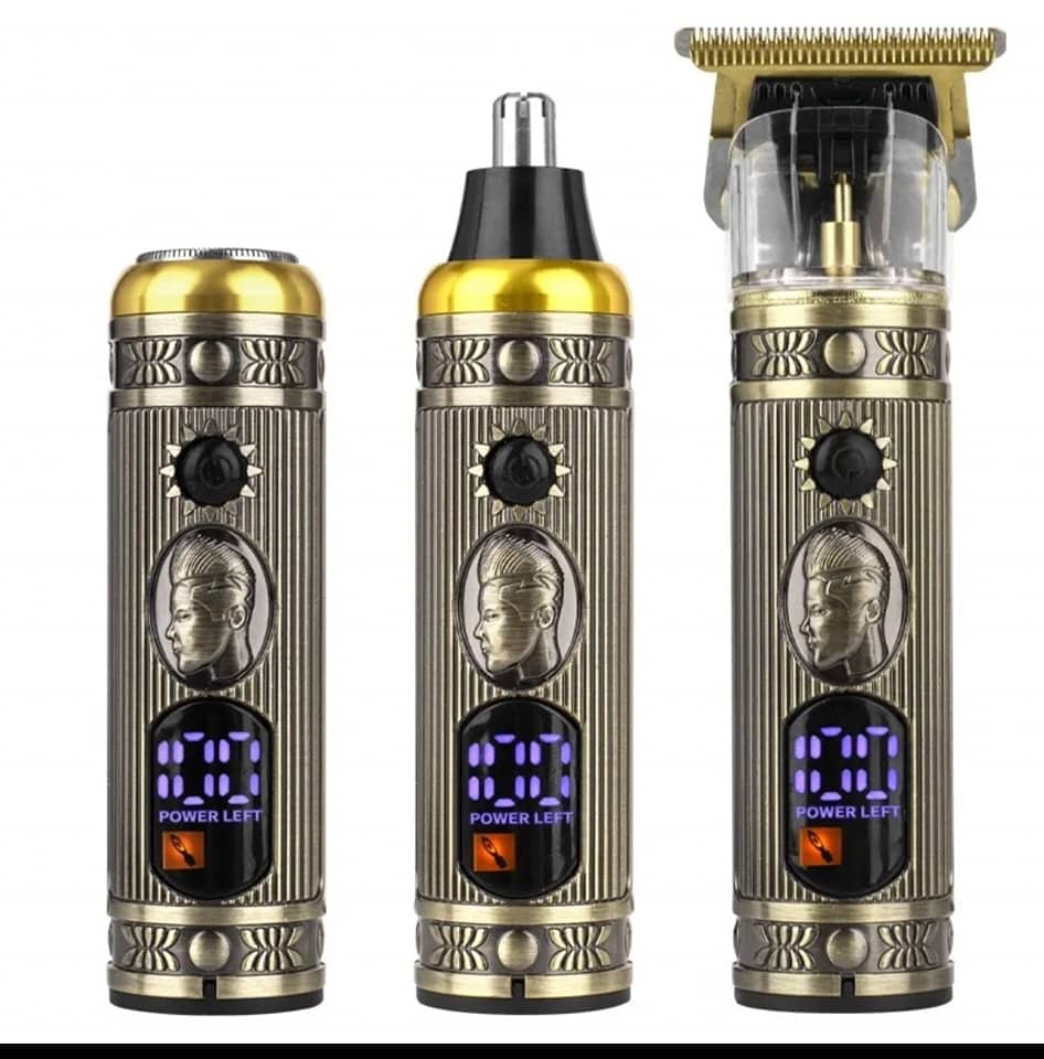 Ensemble  de rasoir électrique pour hommes, tondeuse pour barbe et nez, chargeur USB, avec écran LCD