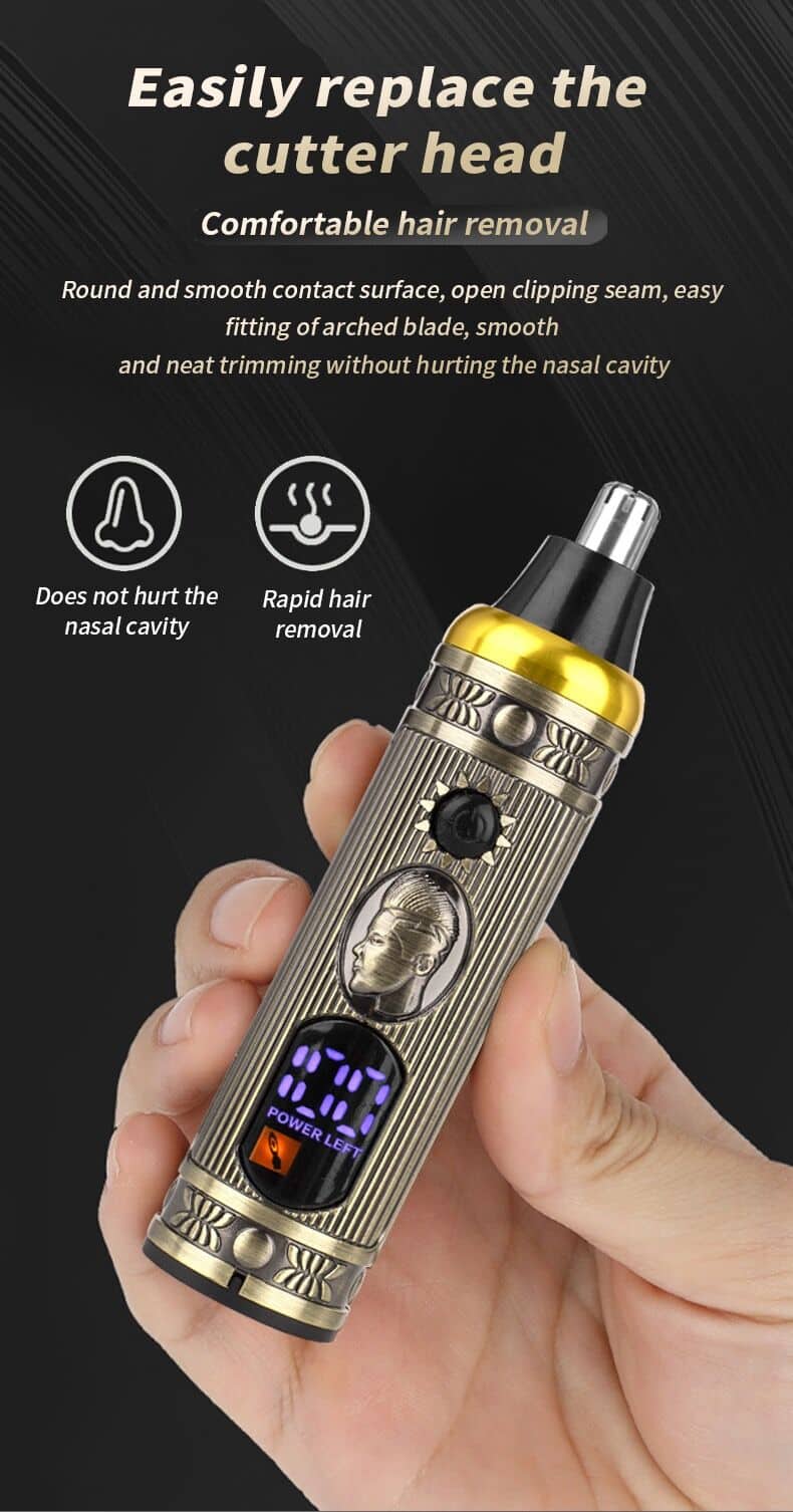Ensemble  de rasoir électrique pour hommes, tondeuse pour barbe et nez, chargeur USB, avec écran LCD - Soins et Beauté - صورة 3