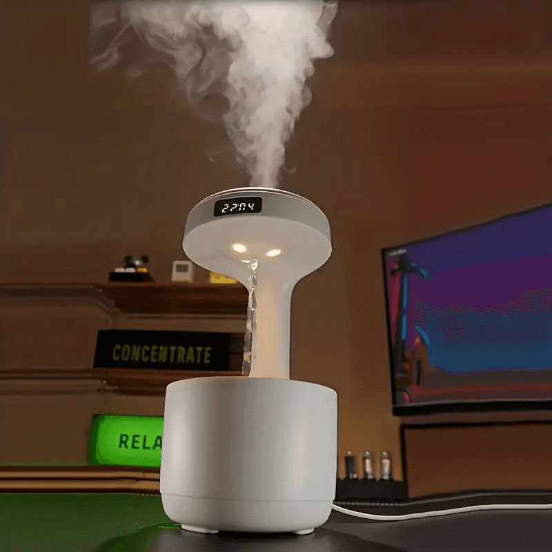 Réveil et Humidificateur d’air gouttelettes d’eau Anti-gravité 800ml - Décoration - صورة 12
