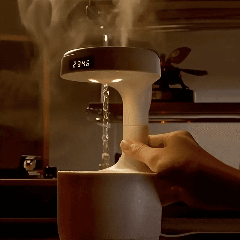 Réveil et Humidificateur d’air gouttelettes d’eau Anti-gravité 800ml - Décoration - صورة 13