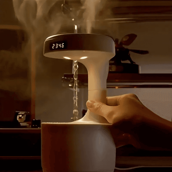 Réveil et Humidificateur d’air gouttelettes d’eau Anti-gravité 800ml - Décoration - صورة 14