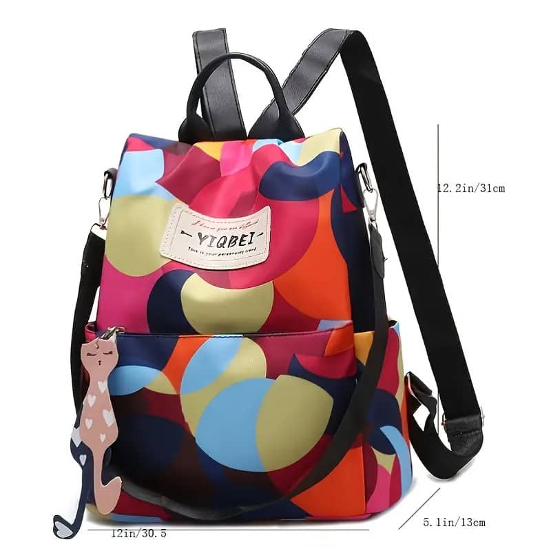Sac à dos oxford Antivol étanche pour femmes – multicouleur – حقيبة ظهر أكسفورد مقاومة للماء ومضادة للسرقة للنساء - Sac à dos et Mode - صورة 6