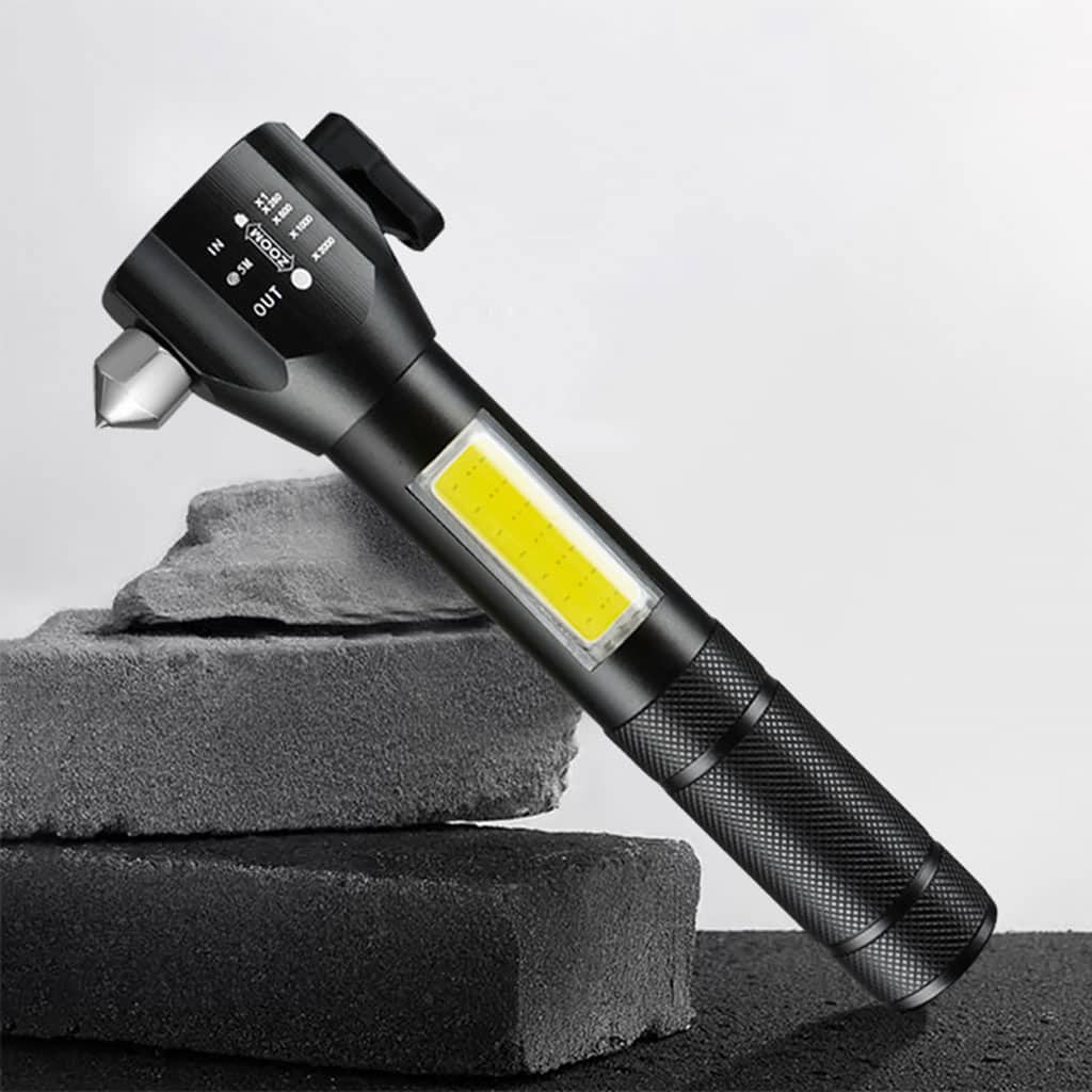 Lampe de poche rechargeable à LED avec brise vitre intégré - 300 Lumens - Accessoires Auto/Moto - صورة 2