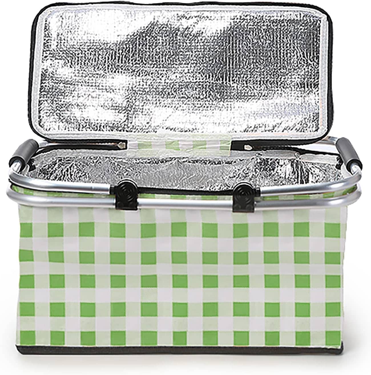 Panier de pique-nique a isolation thermique pliable portable avec couvercle et poignée en aluminium - Cuisine - صورة 2