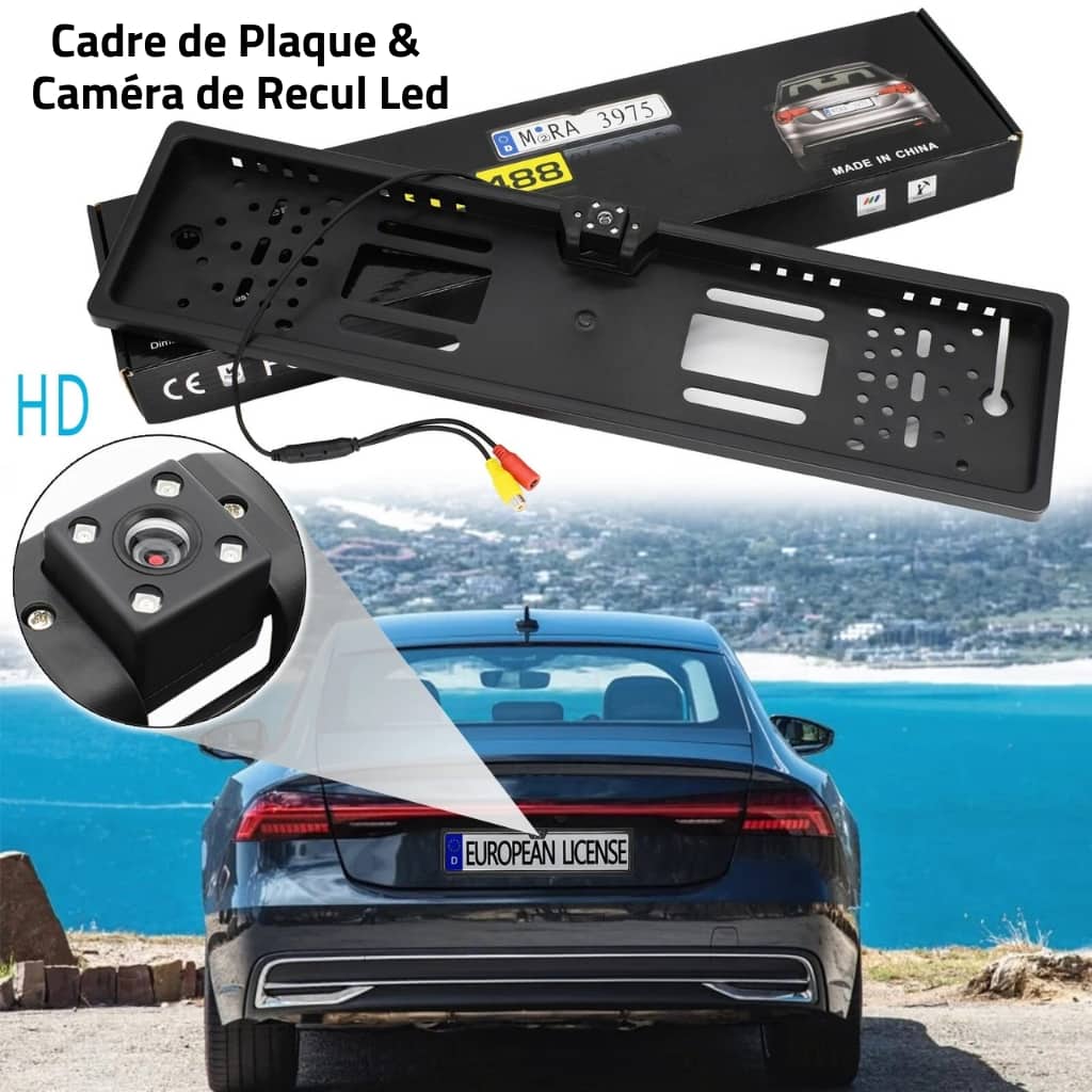 Caméra de recul HD pour voiture, Avec cadre de plaque d'immatriculation Standard , étanche, Vision nocturne, 4 LED - Accessoires Auto/Moto - صورة 2
