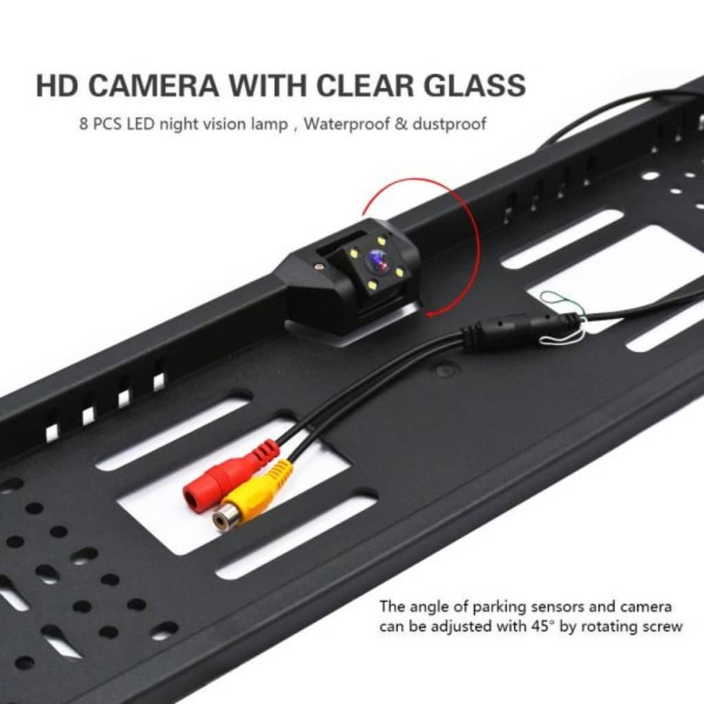 Caméra de recul HD pour voiture, Avec cadre de plaque d'immatriculation Standard , étanche, Vision nocturne, 4 LED - Accessoires Auto/Moto - صورة 4