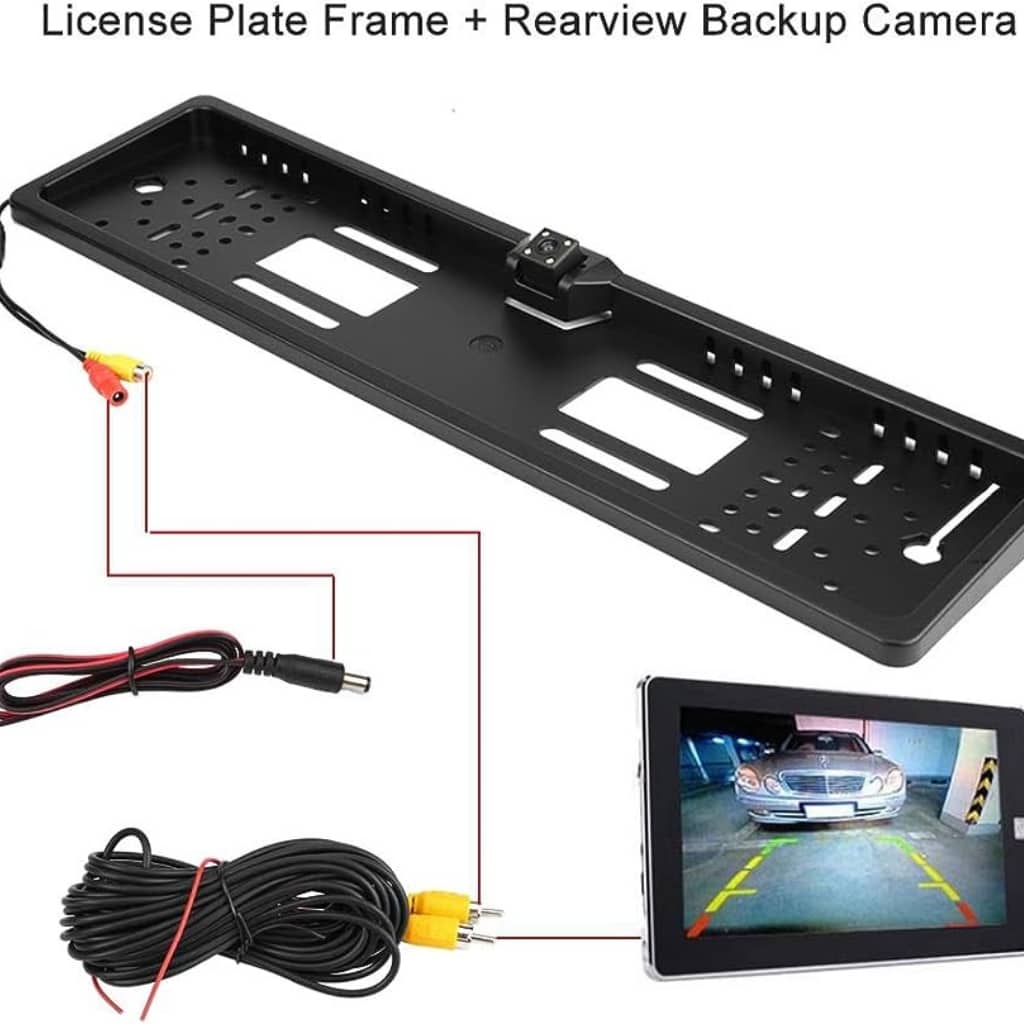 Caméra de recul HD pour voiture, Avec cadre de plaque d'immatriculation Standard , étanche, Vision nocturne, 4 LED - Accessoires Auto/Moto - صورة 5