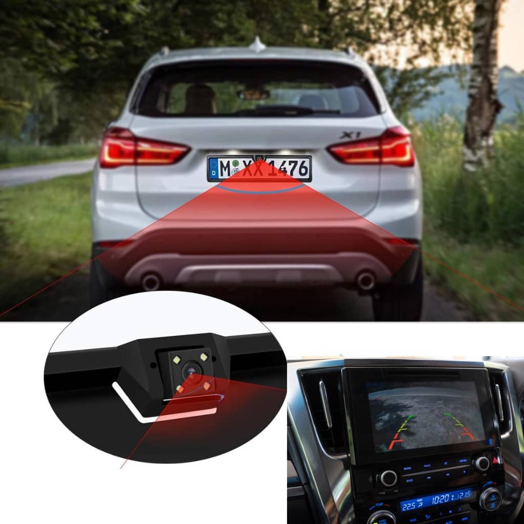 Caméra de recul HD pour voiture, Avec cadre de plaque d'immatriculation Standard , étanche, Vision nocturne, 4 LED - Accessoires Auto/Moto - صورة 8