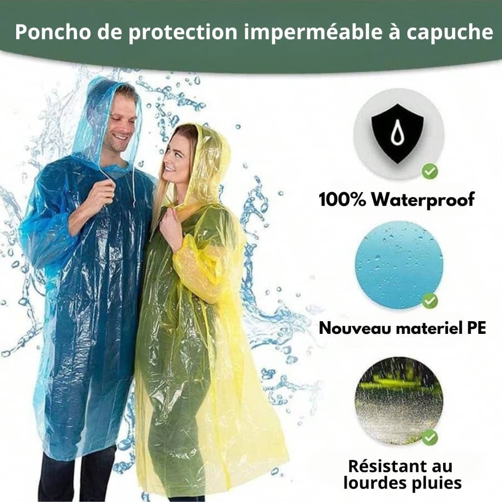 Poncho à capuche Transparent imperméable Pour Adulte protection d’urgence - Divers - صورة 2