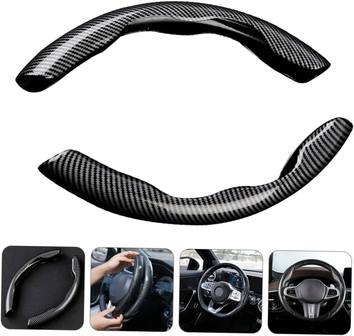 2 Pcs Housse de Volant Voiture antidérapant Noir carbon - Accessoires Auto/Moto - صورة 4
