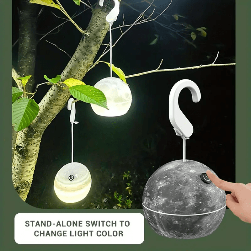 Lampe Led Suspendue En Forme De Boule Décorative, Rechargeable Par Usb, Pour Camping Intérieur Et Extérieur, En Forme De Lune Ou De Terre, 1 Pièce
