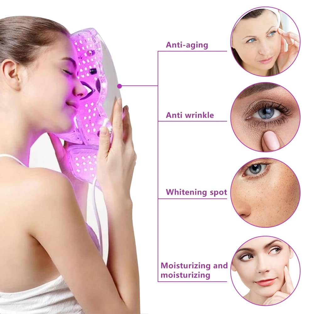 Masque facial photonique LED rajeunissement de la peau, thérapie des rides, 7 couleurs Visage Cou - Soins et Beauté - صورة 2