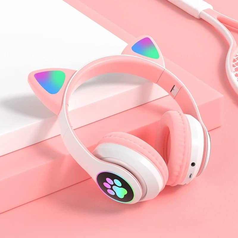 Casque stéréo Bluetooth sans fil oreilles de chat électroluminescents avec support carte TF - Électronique - صورة 5