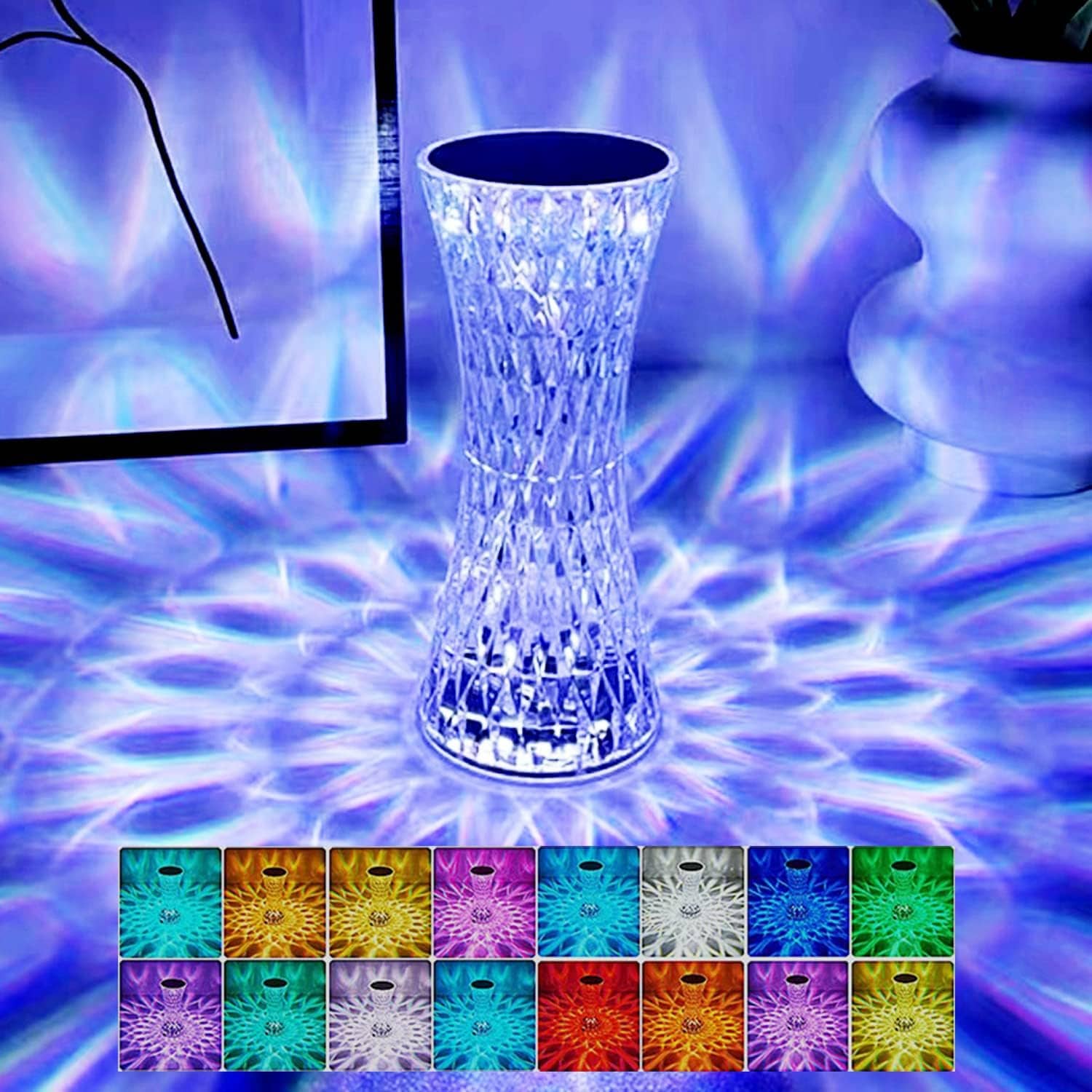lampe de table en cristal sans fil Tactile Rgb pour chambre - Décoration - صورة 3