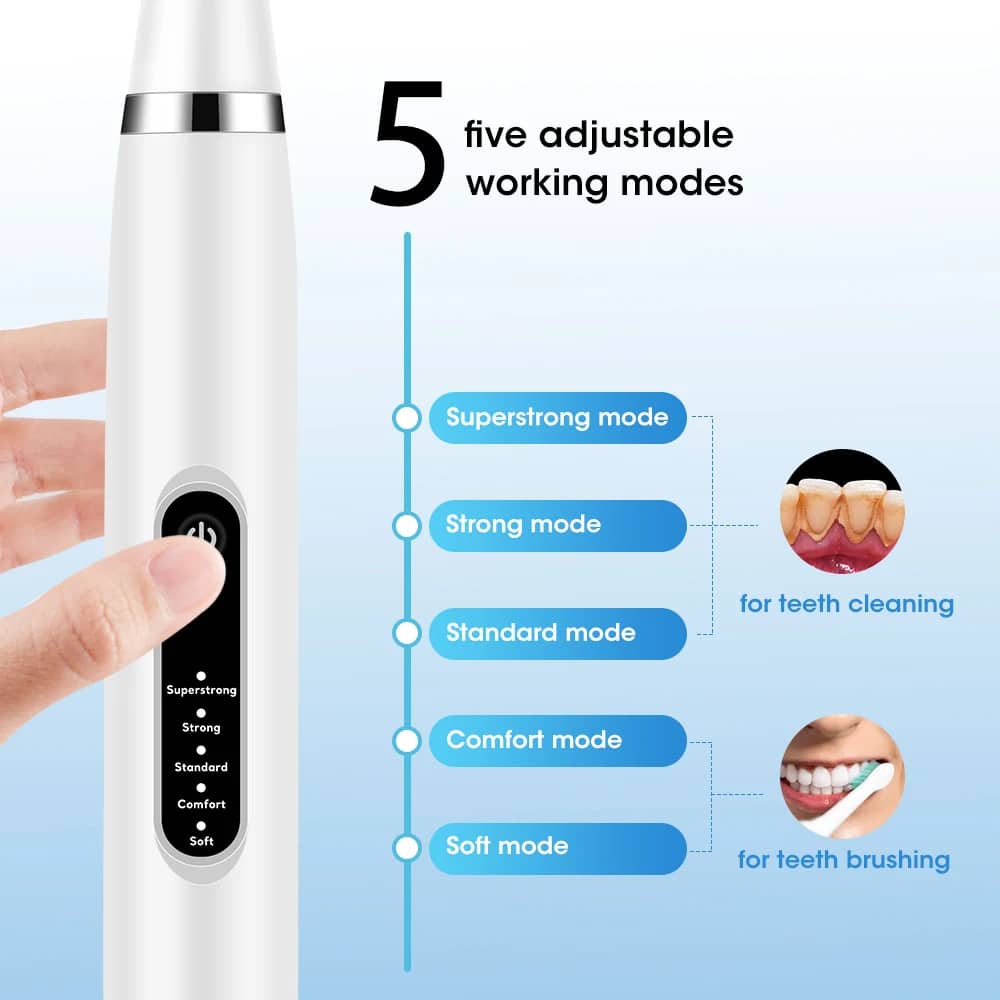 Détartreur dentaire et brosse à dents Électrique 5 Modes avec Miroir – قشارة الأسنان وفرشاة الأسنان الكهربائية 5 أوضاع مع مرآة - Soins et Beauté - صورة 2