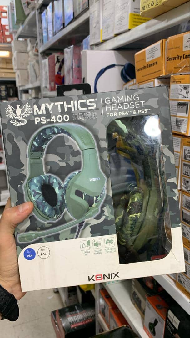 Konix Mythics Casque gaming filaire PS-400 pour console Haut-parleurs 40 mm - Microphone - Motif camouflage vert kaki - Électronique - صورة 6