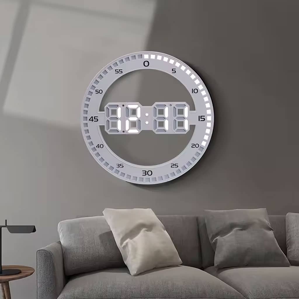 Horloge Murale et Réveil Affichage des Chiffres LED - Décoration - صورة 2
