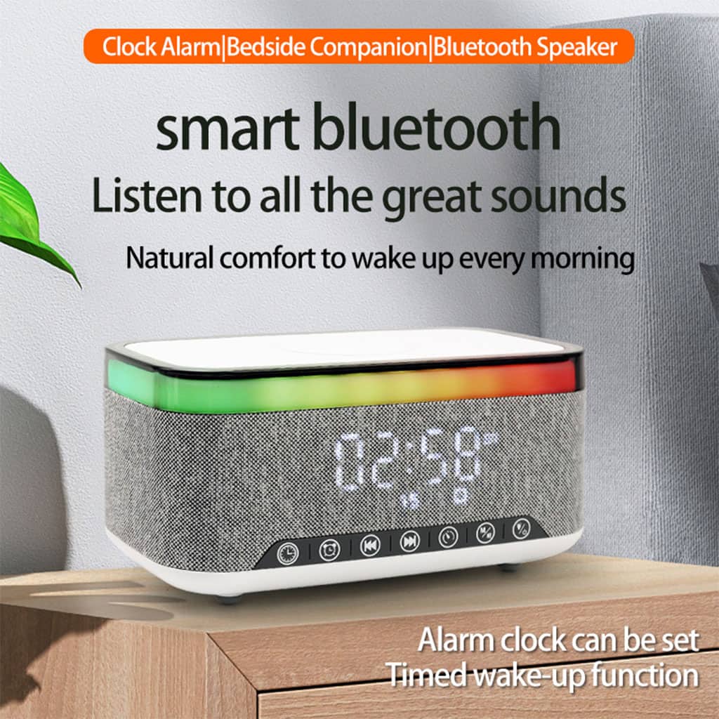 Haut-parleur Bluetooth intelligent, veilleuse créative de bureau, chargeur audio sans fil, lumière d’ambiance de chevet - Électronique - صورة 3