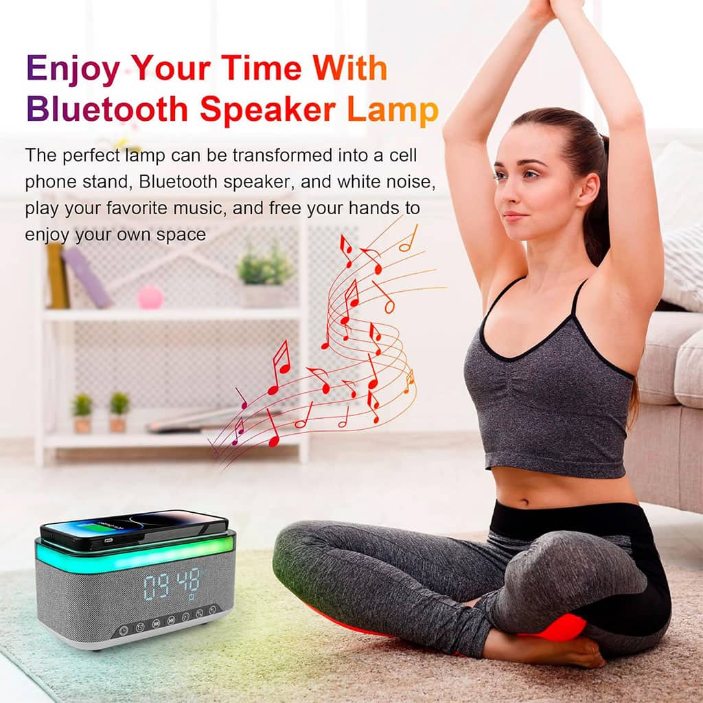 Haut-parleur Bluetooth intelligent, veilleuse créative de bureau, chargeur audio sans fil, lumière d’ambiance de chevet - Électronique - صورة 7