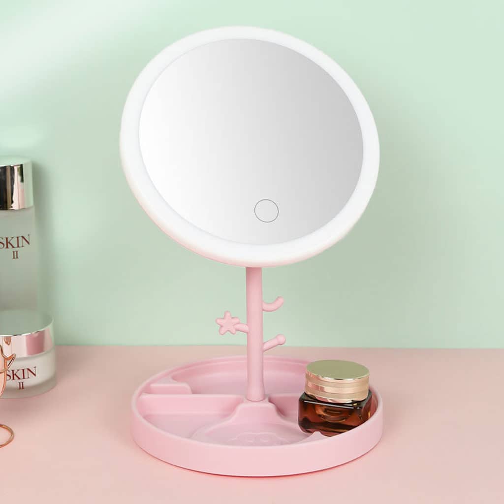 Miroir cosmétique avec lumière LED en forme Rond Rechargeable - Soins et Beauté - صورة 6