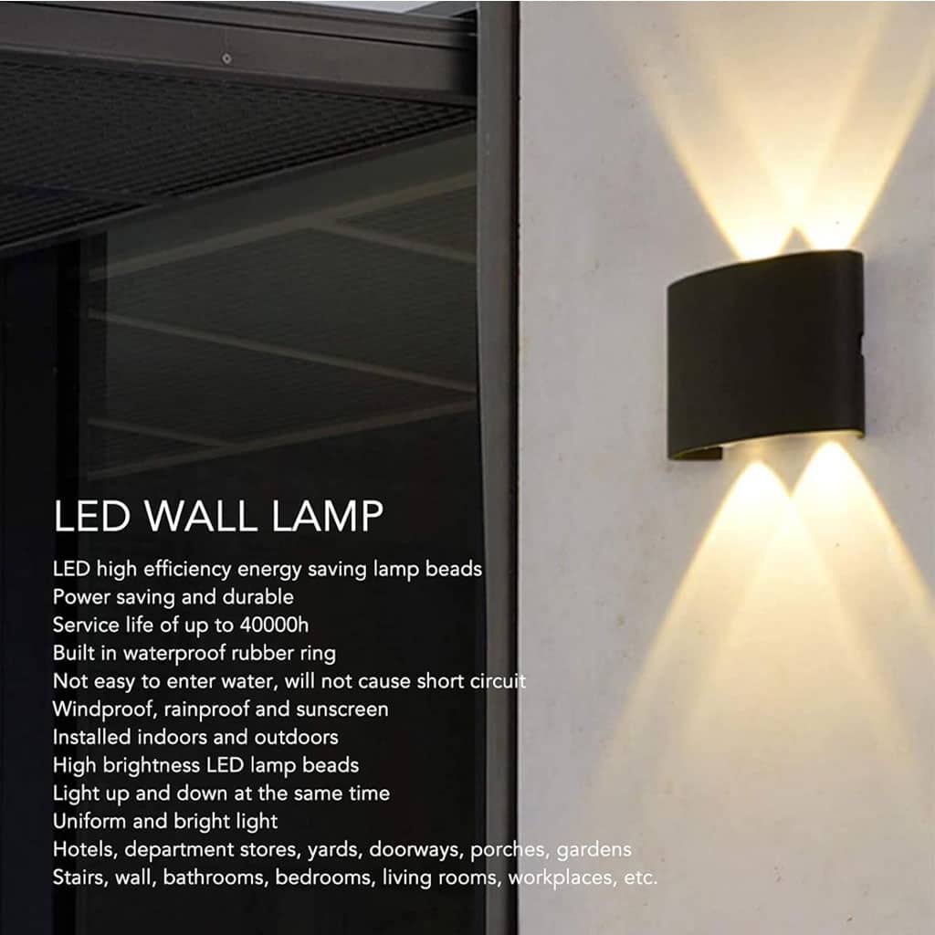 Applique Murale LED 4W D’Éclairage Extérieur 2 Lampes en PP - Décoration - صورة 4