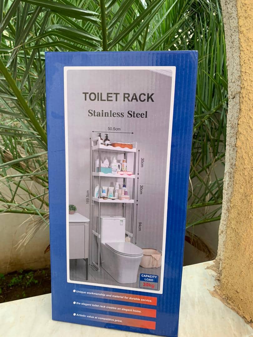 Étagère de salle de bain au-dessus des toilettes à 3 niveaux - Maison - صورة 8