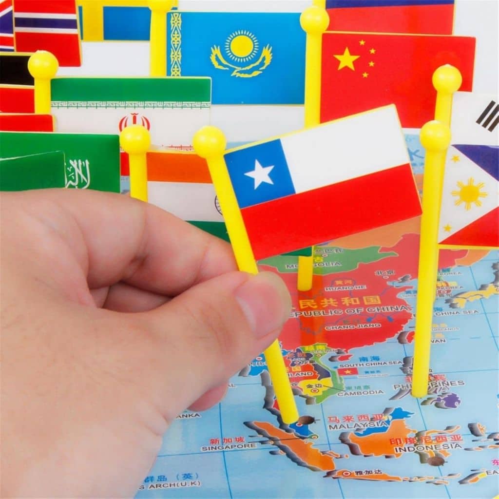 Puzzle Carte du Monde en Bois Pliable avec Drapeaux et Capitales – لعبة تعليمية للأطفال خريطة العالم مع الأعلام والعواصم - Jouet & Gaming - صورة 4