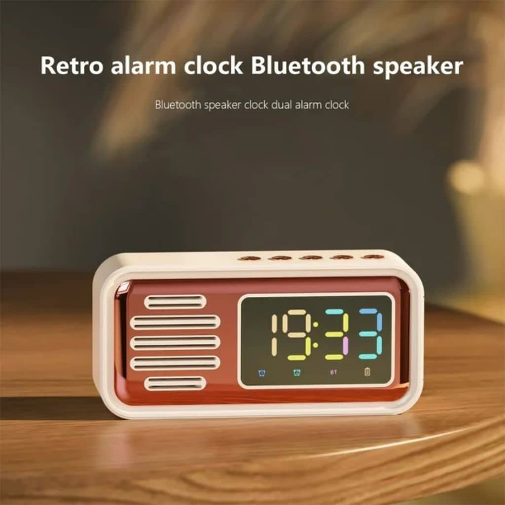 Réveil Bluetooth Rétro avec Haut-Parleur et Fonction IPX5 – ساعة منبه بلوتوث مع مكبر صوت   - Électronique - صورة 6