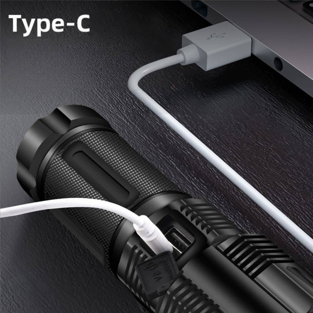 Lampe Torche 100W avec Batterie Lithium 18650*3 Portée de 1 à 1,5 km, mise au point réglable – مصباح يدوي عالي الطاقة مع بطارية ليثيوم - Camping et Randonnée - صورة 5