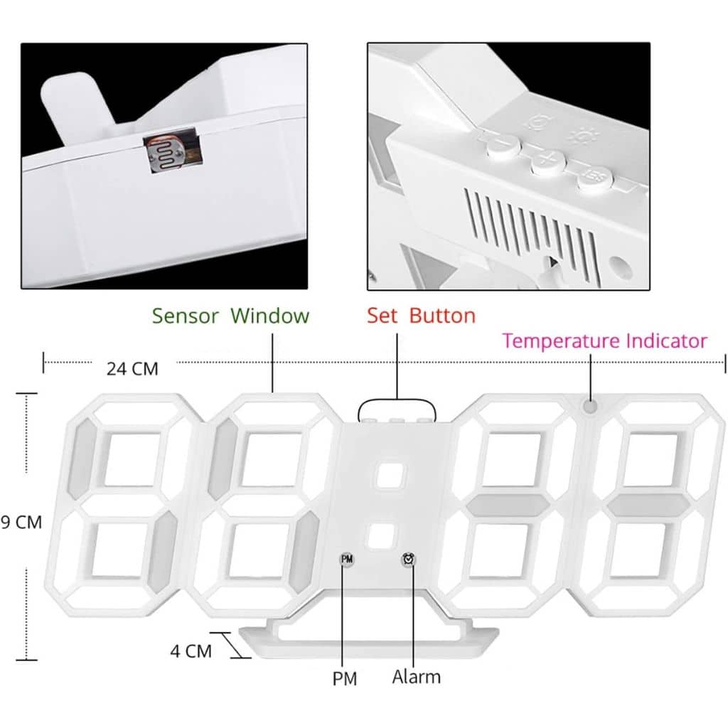 Horloge Numérique 3D LED pour Mur et bureau GH8018 – ساعة رقمية ثلاثية الأبعاد حائط و مكتب - Électronique - صورة 7