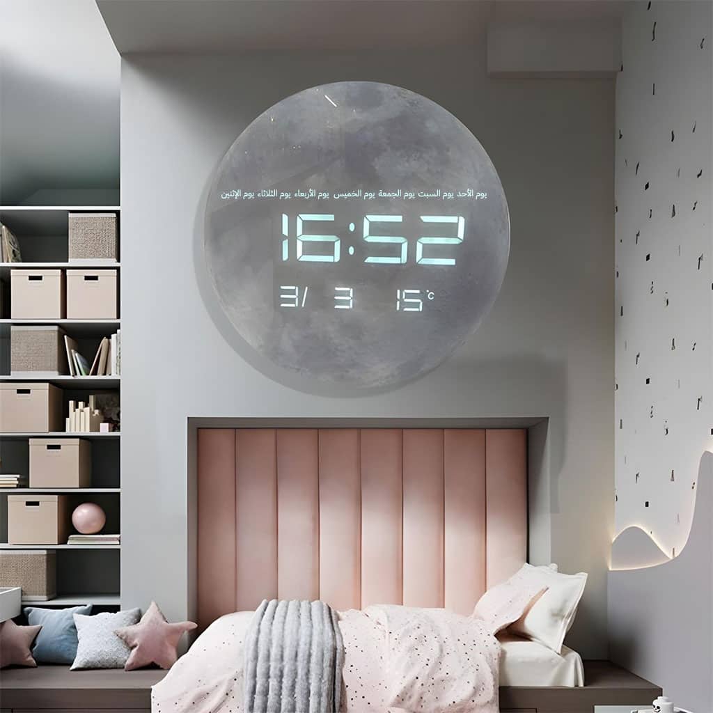 Horloge Murale Moon Numérique LED 13 Pouces – ساعة حائط رقمية - Électronique - صورة 7