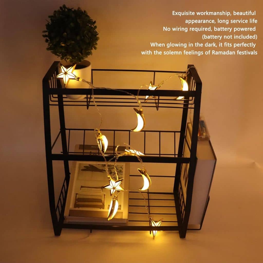 Guirlande Lumineuse Eid et Ramadan LED 10pcs - إضاءة رمضان على شكل قمر ونجمة - صورة 2