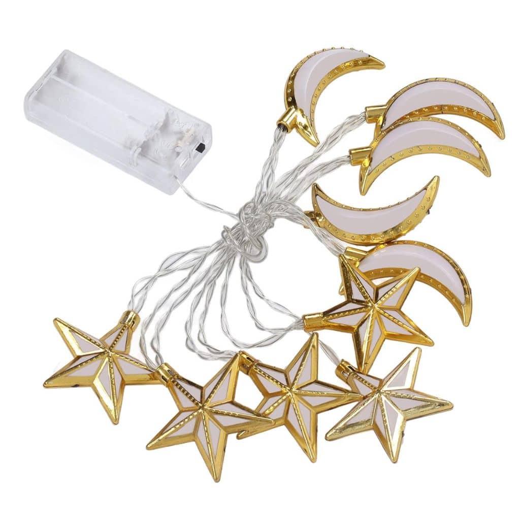 Guirlande Lumineuse Eid et Ramadan LED 10pcs - إضاءة رمضان على شكل قمر ونجمة - صورة 7