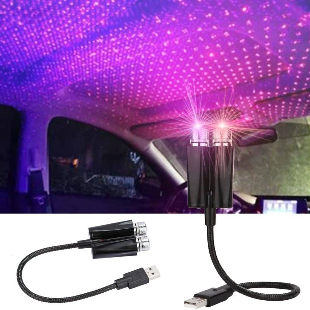 Double Projecteur Étoilé LED pour Intérieur de Voiture USB – إضاءة سقف السيارة - Accessoires Auto/Moto - صورة 8