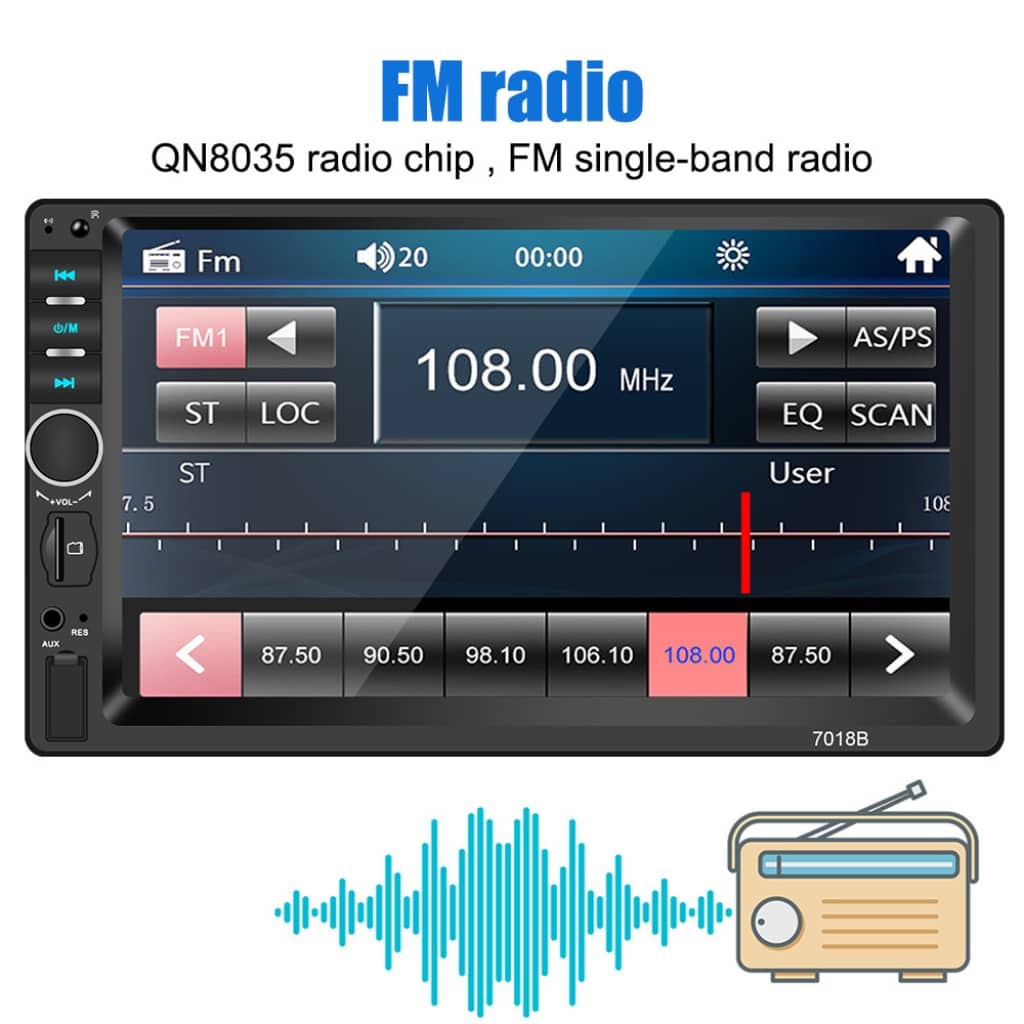 DVD Mp5 Auto-radio écran tactile 7 Pouce Bleutooth. USB AUX .CARD SD. Standard - Accessoires Auto/Moto - صورة 2