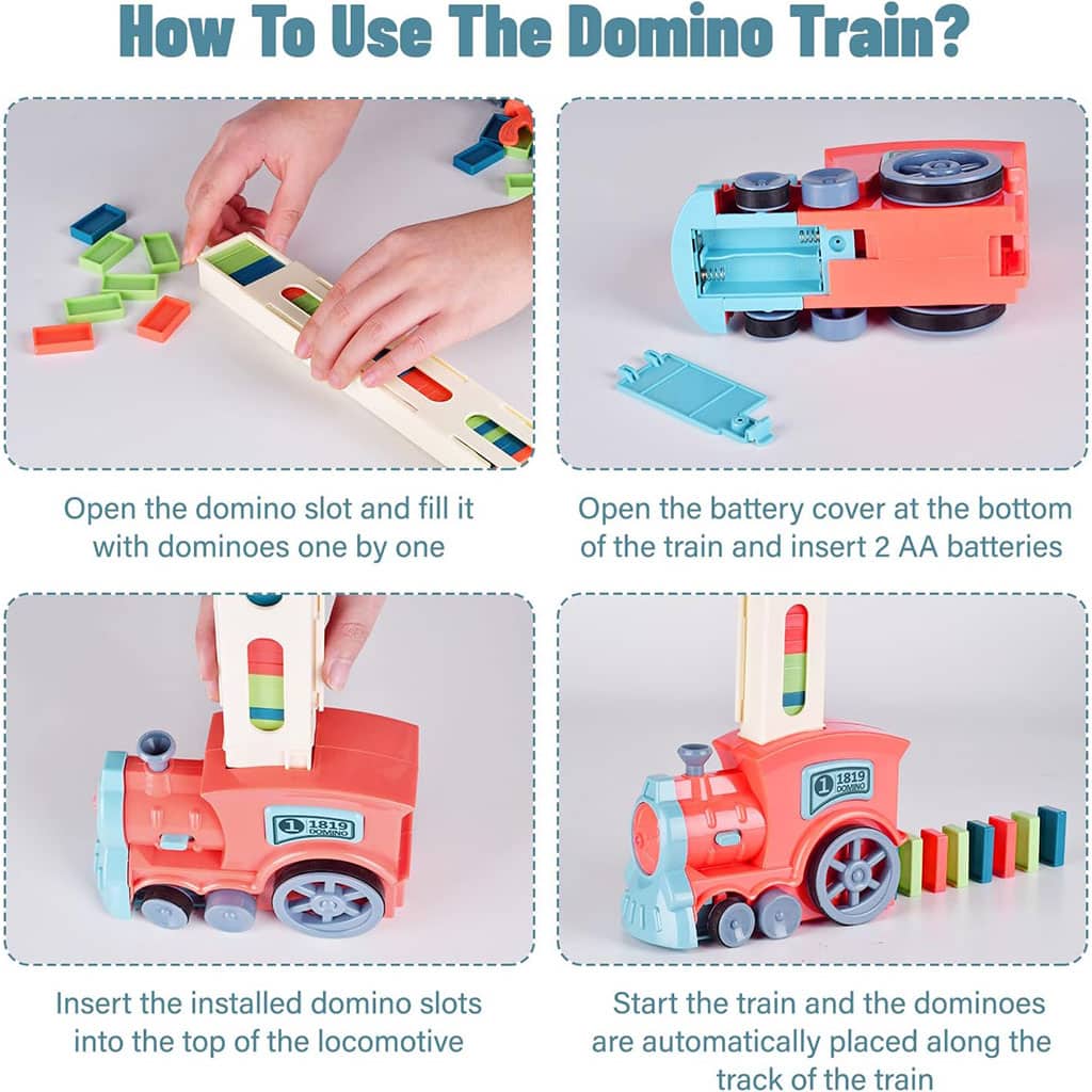 Train Automatique Dominos 80 Pièces Cadeau pour Garçons et Filles – لعبة قطار الدومينو - Jouet & Gaming - صورة 2