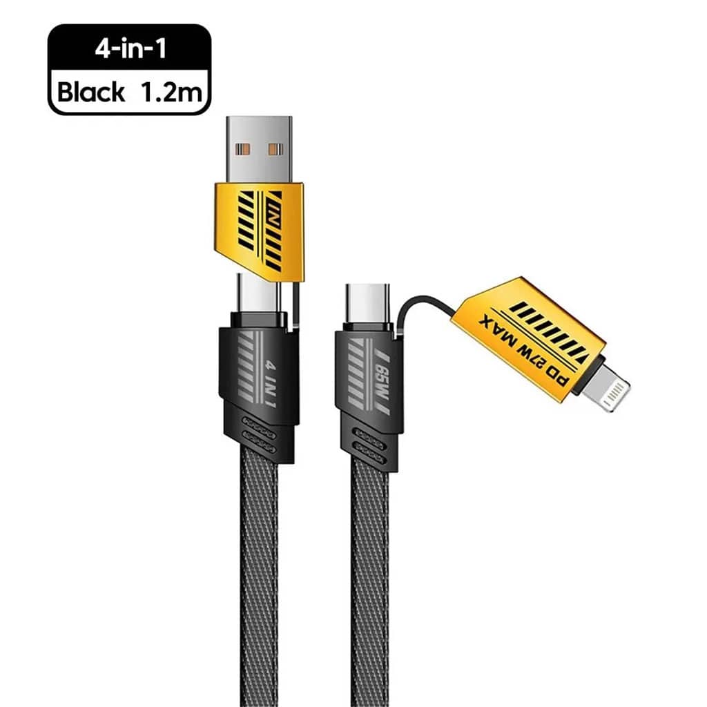 Câble de charge multifonction en nylon tressé durable 4 en 1 à double tête – شاحن سريع ومتين متعدد المنافذ - Électronique - صورة 7