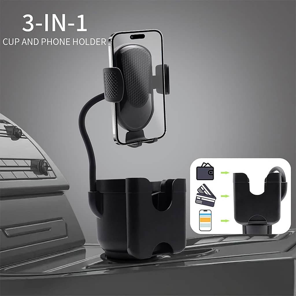 Support de téléphone pour voiture avec porte-gobelet rotation à 360° - حامل هواتف وأكواب في السيارة - Accessoires Auto/Moto - صورة 13