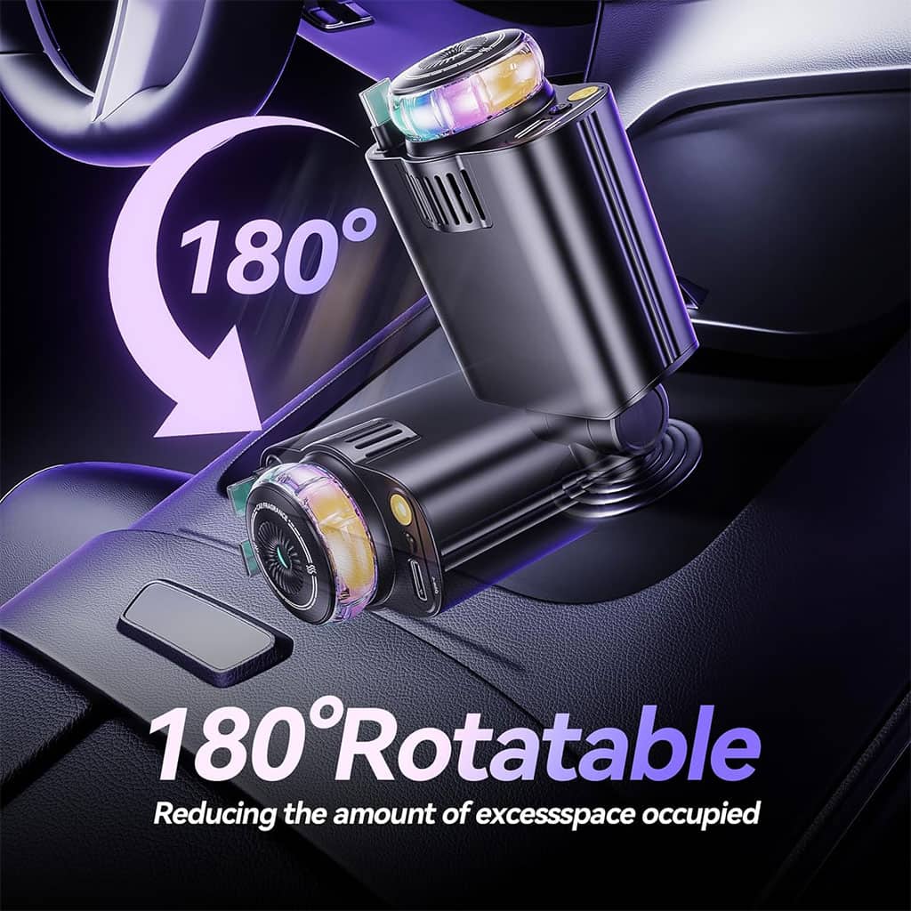 Chargeur voiture rétractable 5 en 1 avec aromathérapie et lumière des étoiles – شاحن سريع للسيارة مع معطر - Accessoires Auto/Moto - صورة 7
