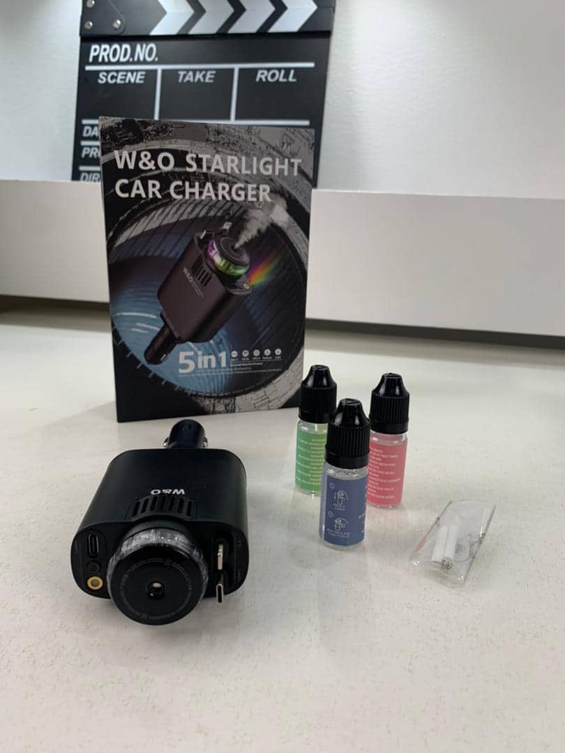 Chargeur voiture rétractable 5 en 1 avec aromathérapie et lumière des étoiles – شاحن سريع للسيارة مع معطر - Accessoires Auto/Moto - صورة 9
