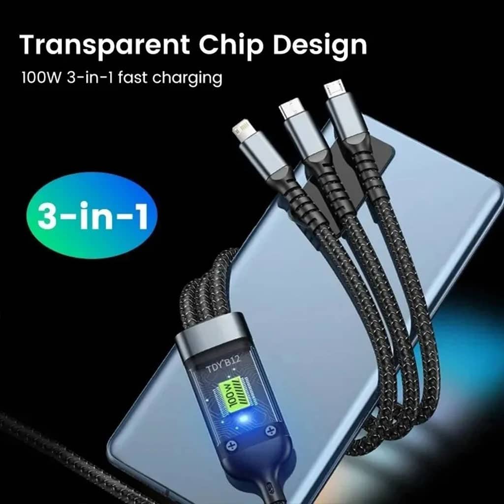 Câble USB 3en1 100W Charge rapide pour tout Type de Smartphone – كابل شحن سريع - Électronique - صورة 2