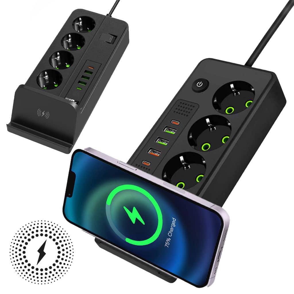 Multiprise 4 SOCKET 2500W avec USB, Type-C et chargement sans fil – مقبس طاقة وشاحن لاسلكي - Électronique - صورة 7