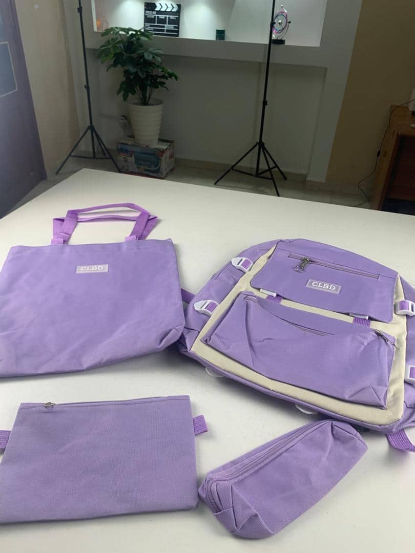 Ensemble de sacs d’école Kawai pour adolescents 4Pcs CLBD V1 Mauve – محفظة 4 قطع كاواي بنفسجي - Sac à dos et Mode - صورة 4
