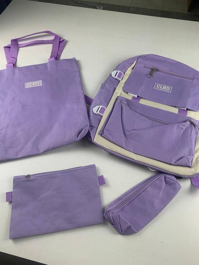 Ensemble de sacs d’école Kawai pour adolescents 4Pcs CLBD V1 Mauve – محفظة 4 قطع كاواي بنفسجي - Sac à dos et Mode - صورة 5