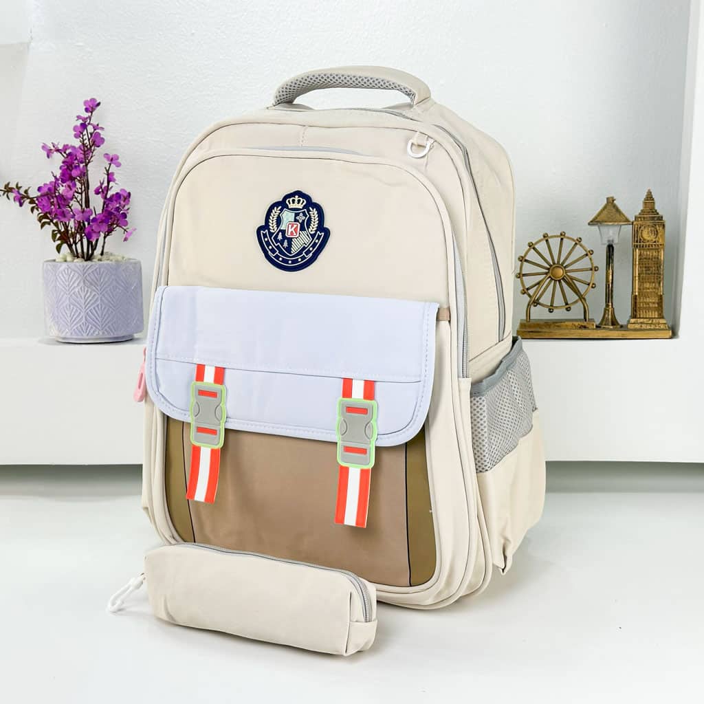 Sac à Dos pour Enfants avec Trousse Assortie KBAG Beige – حقيبة ظهر مدرسية للأطفال مع مقلمة بيج - Sac à dos et Mode - صورة 5