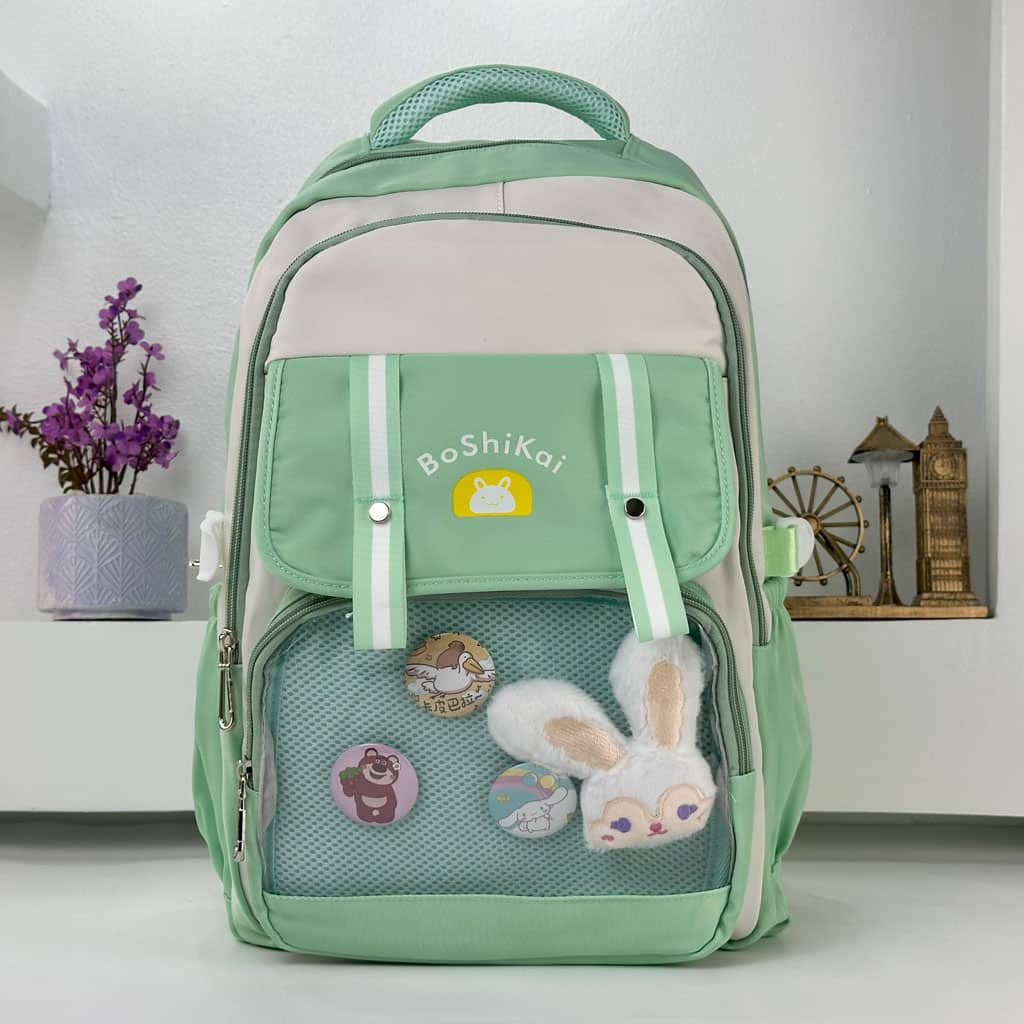 Sac à Dos Scolaire pour Enfants Style Kawaii BoShiKai Vert – حقيبة ظهر مدرسية للأطفال أخضر - Sac à dos et Mode - صورة 2